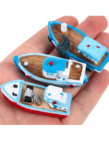 Adornos de Barco de Pesca Miniatura NUOBESTY - 4 Piezas