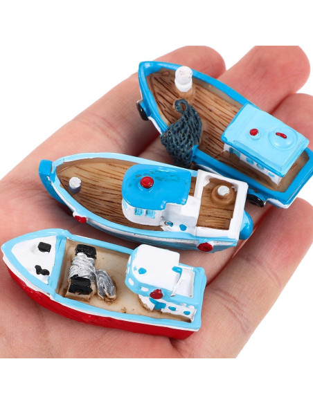 Adornos de Barco de Pesca Miniatura NUOBESTY - 4 Piezas Adornos de Barco de Pesca Miniatura NUOBESTY - 4 Piezas