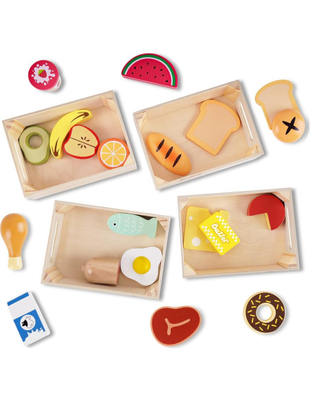 Juego de Comida de Madera KMTJT para Niños 1-3 Años Juego de Comida de Madera KMTJT para Niños 1-3 Años