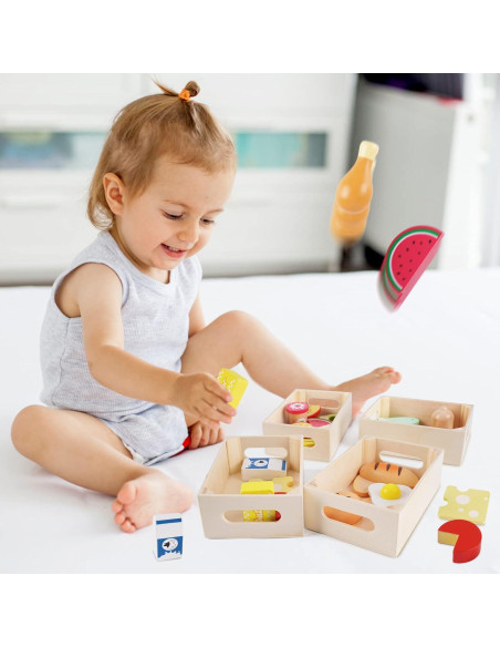 Juego de Comida de Madera KMTJT para Niños 1-3 Años Juego de Comida de Madera KMTJT para Niños 1-3 Años