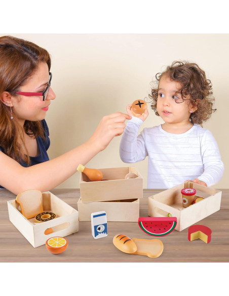 Juego de Comida de Madera KMTJT para Niños 1-3 Años Juego de Comida de Madera KMTJT para Niños 1-3 Años