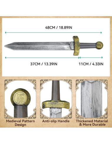 Set 2 Espadas de Juguete Romanas Plástico 48 cm para Niños