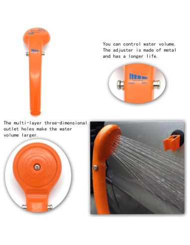 Ducha Portátil HiVehicle 12V con Bomba y Filtro - Naranja
