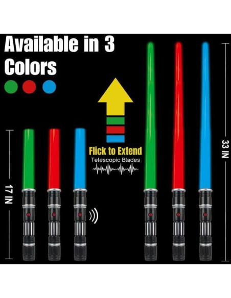 Juego de 12 Sables LED Liberty Imports - Espadas Retráctiles con Sonido Juego de 12 Sables LED Liberty Imports - Espadas Retráctiles con Sonido