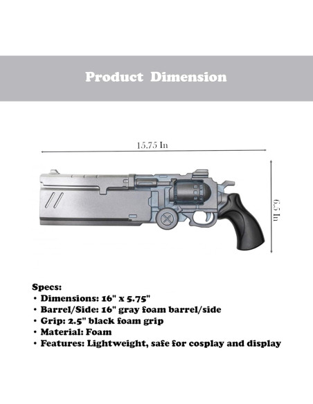 Réplica de Revólver de Vash Trigun Stampede 40,64 cm Réplica de Revólver de Vash Trigun Stampede 40,64 cm
