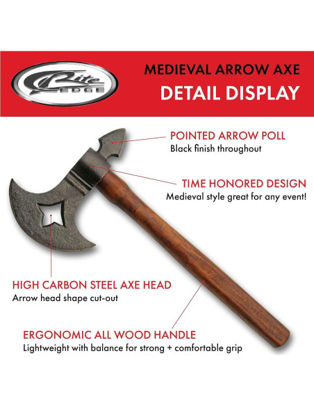Hacha Medieval Replica SZCO 33 cm Mango Madera Acero Hacha Medieval Replica SZCO 33 cm Mango Madera Acero