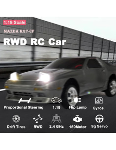 Coche RC Drift Skymaker LD1802 Mazda RX-7 Plata 1:18 2