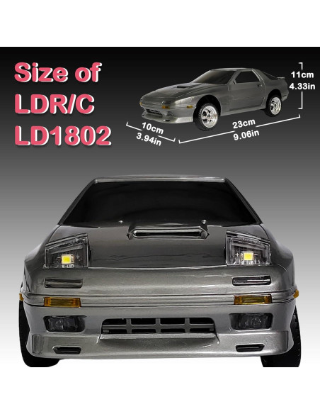 Coche RC Drift Skymaker LD1802 Mazda RX-7 Plata 1:18 Coche RC Drift Skymaker LD1802 Mazda RX-7 Plata 1:18