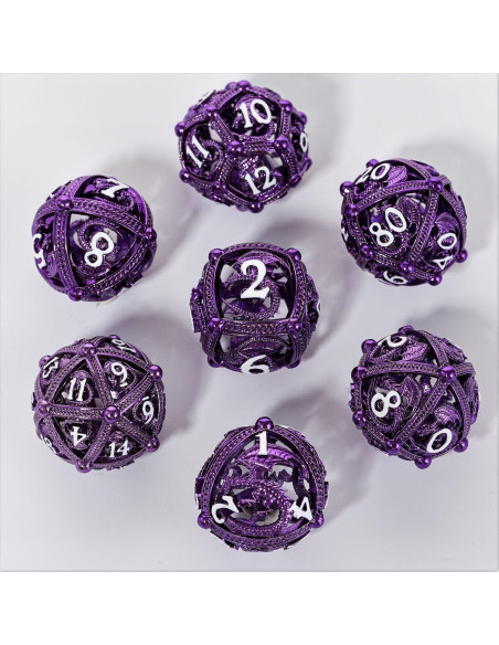 Juego de Dados DND de Metal Soar Forge Dragón Púrpura Juego de Dados DND de Metal Soar Forge Dragón Púrpura