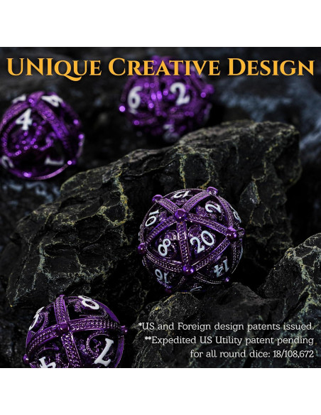 Juego de Dados DND de Metal Soar Forge Dragón Púrpura Juego de Dados DND de Metal Soar Forge Dragón Púrpura