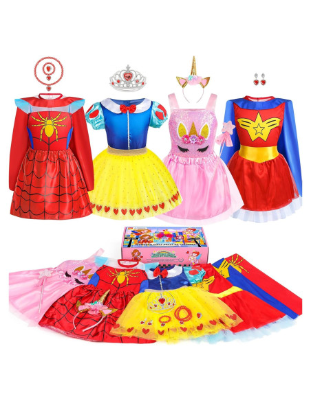 Disfraz de Princesa y Supergirl Jeowoqao para Niñas 3-6 Años Disfraz de Princesa y Supergirl Jeowoqao para Niñas 3-6 Años