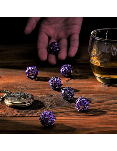 Juego de Dados DND de Metal Soar Forge Dragón Púrpura Juego de Dados DND de Metal Soar Forge Dragón Púrpura