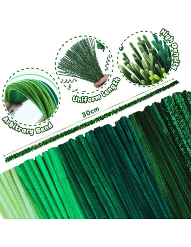 200 Limpiapipas Chenille NafuXiaJJia Verde Gradiente para Manualidades