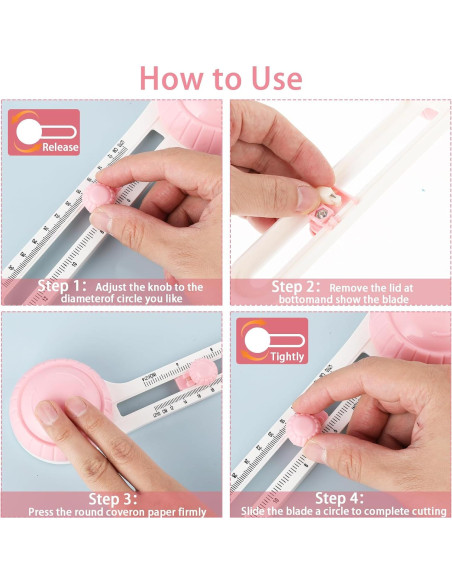 Cortador de Círculos Ajustable Andibro para Papel 10-32cm Rosa Cortador de Círculos Ajustable Andibro para Papel 10-32cm Rosa