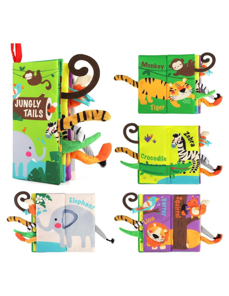 Libro de Tela Arrugado para Bebés beiens - Colas de la Selva Libro de Tela Arrugado para Bebés beiens - Colas de la Selva