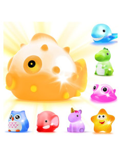 Juguetes de Baño Flotantes JASNKKONT 8 Pcs Animales Luz