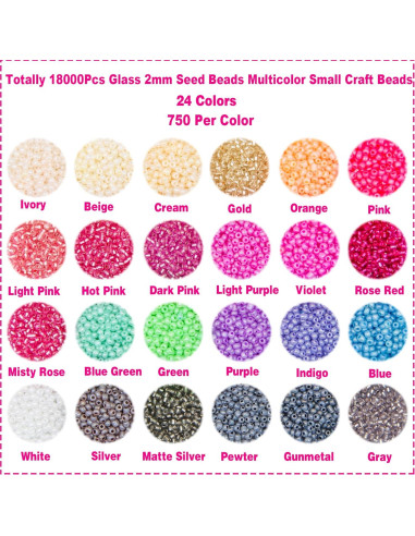 Kit de Cuentas de Semilla EuTengHao 18000 Piezas 2mm Vidrio