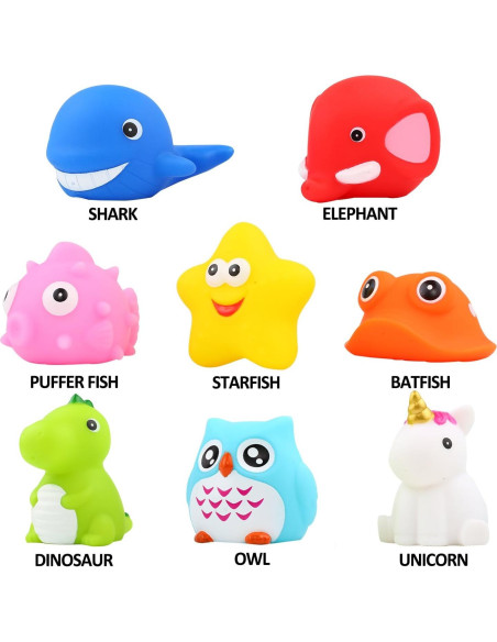 Juguetes de Baño Flotantes JASNKKONT 8 Pcs Animales Luz Juguetes de Baño Flotantes JASNKKONT 8 Pcs Animales Luz
