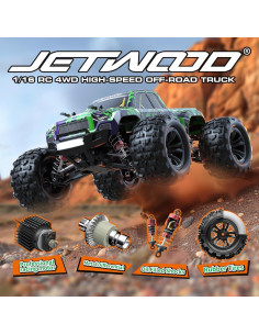 Coche RC Jetwood JC16W 4WD 1/16 Offroad 38 km/h 2 Baterías 2