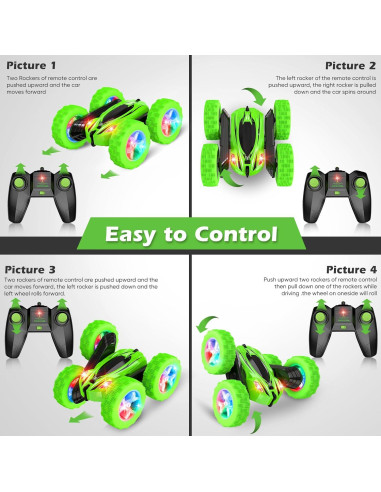 Coche Control Remoto Qumcou 4WD Verde 360 para Niños 6-12 Años