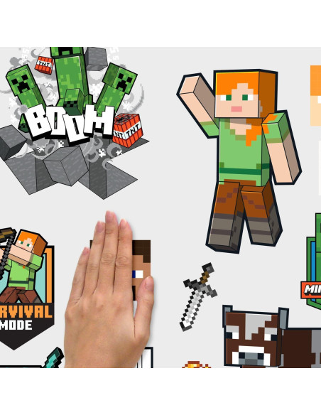 Calcomanías de Pared RoomMates Minecraft 25 Piezas Reutilizables Calcomanías de Pared RoomMates Minecraft 25 Piezas Reutilizables