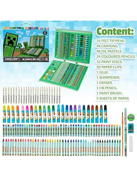 Set de Arte Minecraft para Niños - 48 Crayones y Más Set de Arte Minecraft para Niños - 48 Crayones y Más