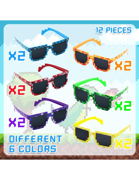 CCINEE 12 Gafas de Sol Pixeladas para Fiesta - Colores Asortidos CCINEE 12 Gafas de Sol Pixeladas para Fiesta - Colores Asortidos