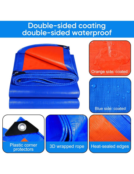 Lona Impermeable Tigvio 3.05x4.57m 8 Mil Azul y Naranja Lona Impermeable Tigvio 3.05x4.57m 8 Mil Azul y Naranja