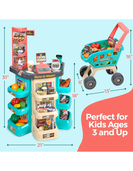 Conjunto de Supermercado MEDca 47 Piezas con Escáner y Carrito Conjunto de Supermercado MEDca 47 Piezas con Escáner y Carrito