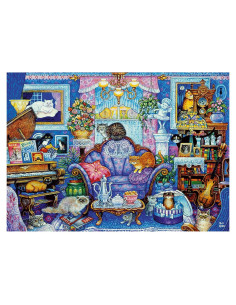 Rompecabezas 1000 Piezas Gatos en Habitación Azul Wonder Forge