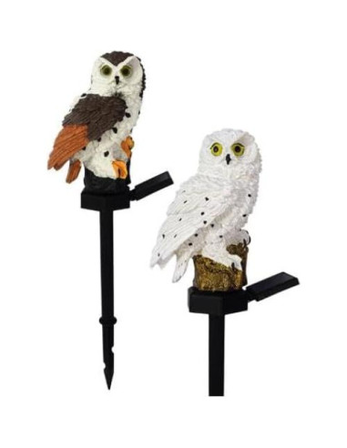 Figura de Búho Luz Solar Youfui para Jardín 14cm Marrón