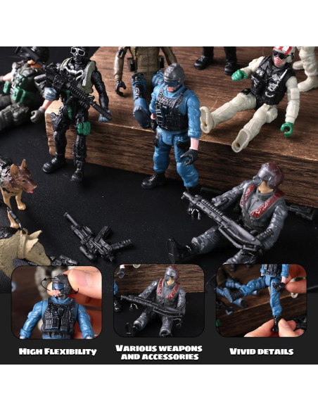 Figuras de Acción Soldados 3 Nutrias 12PCS con Armas Figuras de Acción Soldados 3 Nutrias 12PCS con Armas