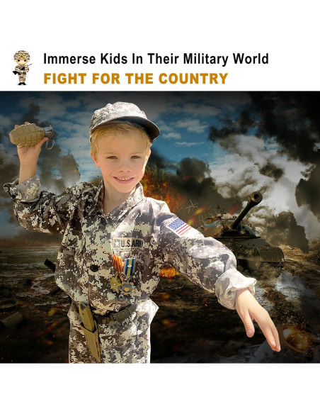 Disfraz de Soldado Militar INNOCHEER para Niños 3-12 Años Disfraz de Soldado Militar INNOCHEER para Niños 3-12 Años