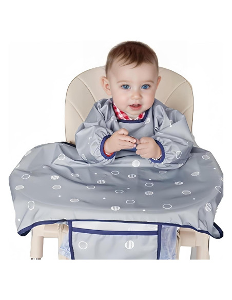 Babero de Comida MOTEERLLU para Bebés - Mangas Largas Gris Babero de Comida MOTEERLLU para Bebés - Mangas Largas Gris