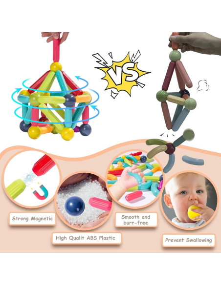 Bloques Magnéticos 64Pcs Yiwu Juguete Educativo STEM Bloques Magnéticos 64Pcs Yiwu Juguete Educativo STEM