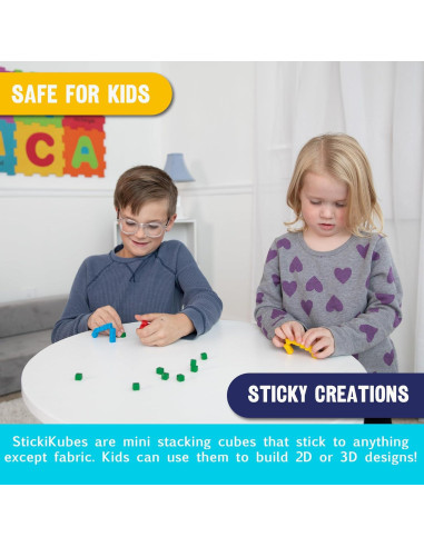 KOMARC GAMES StickiKubes 125 Cubos Apilables Arcoíris