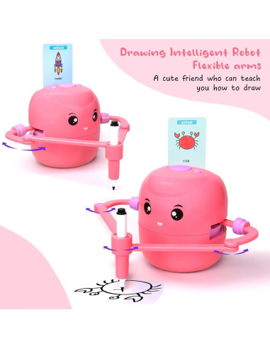 Robot de Dibujo Educativo NAUQUOHZ con 100 Tarjetas 3+