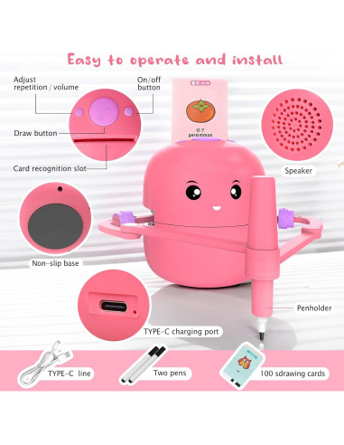Robot de Dibujo Educativo NAUQUOHZ con 100 Tarjetas 3+