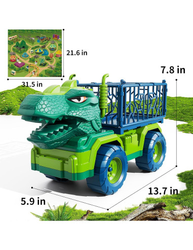 Camión de Dinosaurios TEMI con 8 Figuras y Alfombra 38x55cm