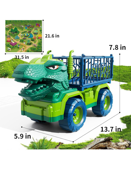 Camión de Dinosaurios TEMI con 8 Figuras y Alfombra 38x55cm Camión de Dinosaurios TEMI con 8 Figuras y Alfombra 38x55cm