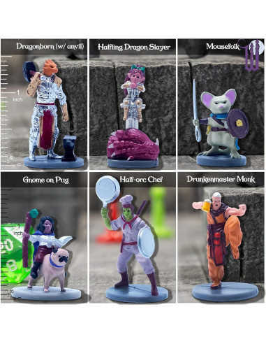 Conjunto de Miniaturas Pintadas D&D Wildspire 28mm - 6 Figuras