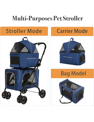 Carrito para mascotas Acesolid 4 en 1 Azul para perros y gatos