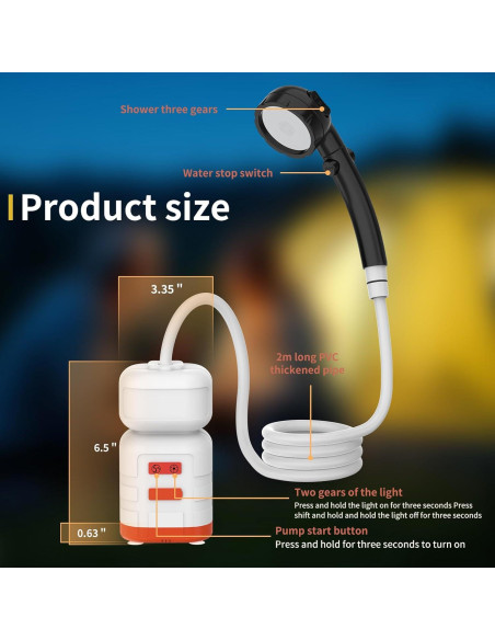 Ducha Portátil KXKL 8000mAh Recargable IPX7 para Camping Ducha Portátil KXKL 8000mAh Recargable IPX7 para Camping