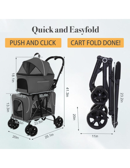 Carrito para mascotas Acesolid 4 en 1 Azul para perros y gatos Carrito para mascotas Acesolid 4 en 1 Azul para perros y gatos