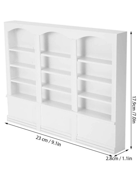 Estantería de Casa de Muñecas Qinlorgo Madera Blanca 23x17.9cm Estantería de Casa de Muñecas Qinlorgo Madera Blanca 23x17.9cm