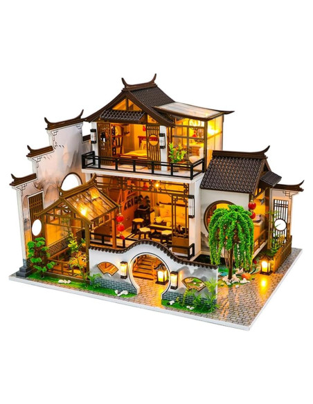 Casa de Muñecas Miniatura DIY Yuzhen con Muebles y LED Casa de Muñecas Miniatura DIY Yuzhen con Muebles y LED