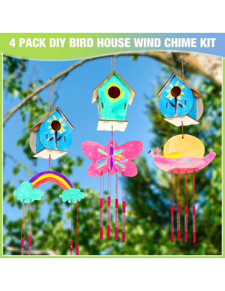 Kit de Manualidades Wonderjune: 12 Casas de Pájaro y 18 Campanas Kit de Manualidades Wonderjune: 12 Casas de Pájaro y 18 Campanas