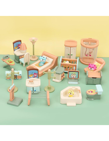 Paquete de 50 Juguetes de Muebles Casa de Muñecas BananMelon Paquete de 50 Juguetes de Muebles Casa de Muñecas BananMelon