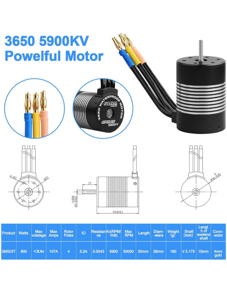 Motor Brushless 3650 5900KV + ESC 120A para Coche RC Motor Brushless 3650 5900KV + ESC 120A para Coche RC