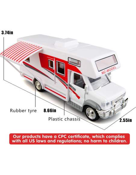 Coche Motorhome de Lujo BDTCTK Escala 1:28 DIY Rojo Coche Motorhome de Lujo BDTCTK Escala 1:28 DIY Rojo